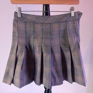 Divided Gray Checkered A-Line Skirt